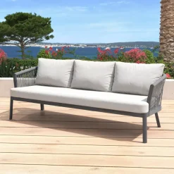 Salotto da giardino in alluminio 5 posti 4 pezzi Amalfi Grigio antracite e grigio chiaro