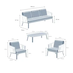 Salotto da giardino in alluminio 5 posti 4 pezzi Amalfi Grigio antracite e grigio chiaro