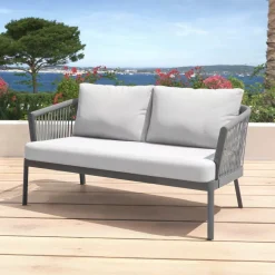 Salotto da giardino in alluminio 7 posti 5 pezzi Amalfi Grigio antracite e grigio chiaro