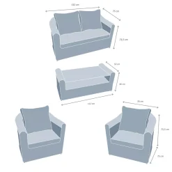 Salotto da giardino in resina intrecciata 4 posti 4 pezzi Calvi Grigio e grigio scuro