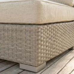 Salotto da giardino in resina intrecciata 4 posti 4 pezzi Palma Grigio e beige
