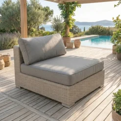 Salotto da giardino in resina intrecciata 5 posti 6 pezzi Palma Grigio e antracite