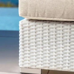 Salotto da giardino in resina intrecciata 9 posti 9 pezzi Palma Bianco e beige