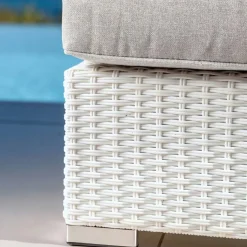 Salotto da giardino in resina intrecciata 2 posti 3 pezzi Palma Bianco e grigio