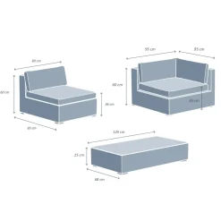Salotto da giardino in resina intrecciata 4 posti 5 pezzi Palma Bianco e beige