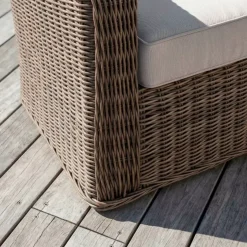 Salotto da giardino in resina intrecciata 5 posti 4 pezzi Calvi Seppia e tortora