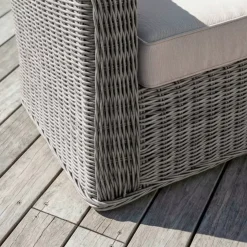 Salotto da giardino in resina intrecciata 7 posti 5 pezzi Calvi Grigio e tortora
