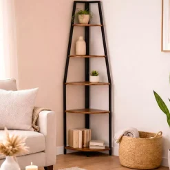 EMINZA Librerie E Scaffali-Scaffale angolare 5 livelli legno e metallo (170 cm) Elli