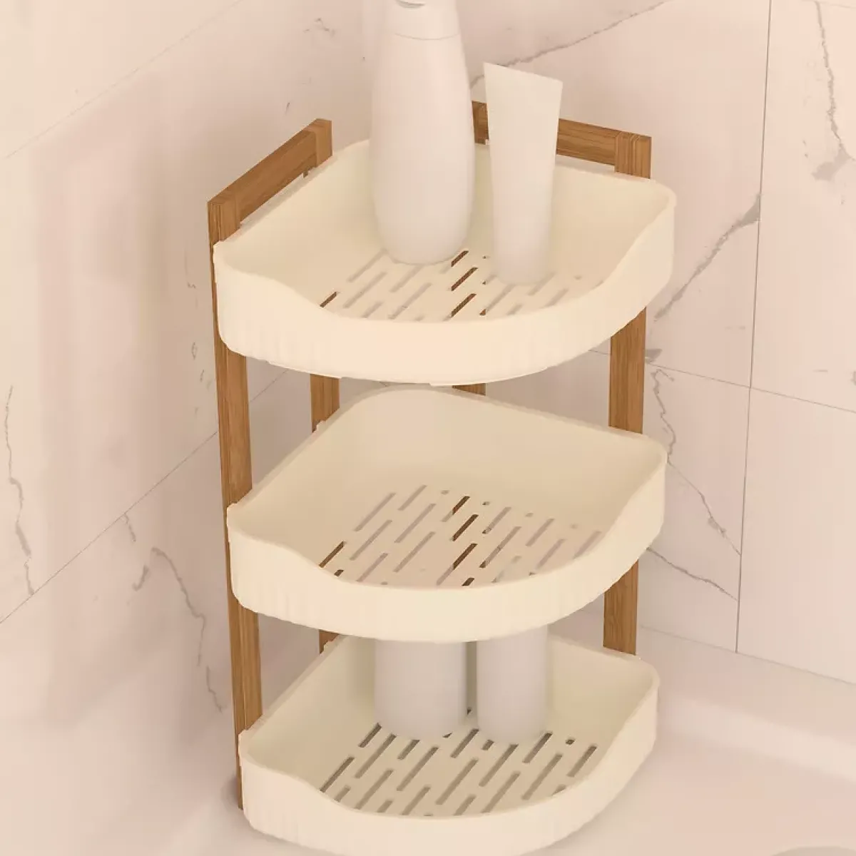5 Five Simply Smart Contenitori Bagno|Mobili Bagno-Scaffale angolare per bagno a 3 livelli (H45 cm) Natureo