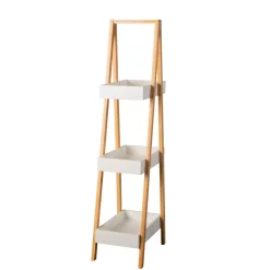 EMINZA Librerie E Scaffali|Contenitori Bagno-Scaffale legno e bambù (Alt 84 cm) Pyramide 3 ripiani