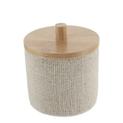 TENDANCE Accessori Bagno-Scatola per cotone con coperchio (D10 cm) Effetto Maille