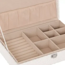 Atmosphera, cru017dateur d'intu017drieur Elementi Decorativi-Scatola per gioielli bouclette (28 x 19 cm) Loe Bianca