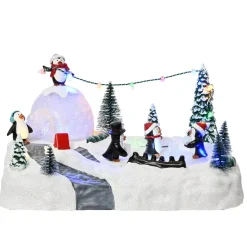 KAEMINGK Villaggio Di Natale Luminoso-Scena della vita illuminata Aera giochi dei pinguini a pile
