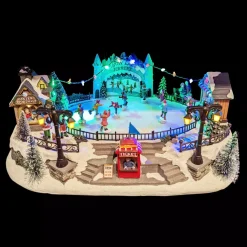 KAEMINGK Villaggio Di Natale Luminoso-Scena di vita illuminata e musicale Pista di patinaggio esterna