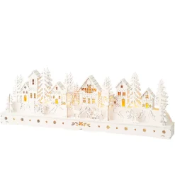 KAEMINGK Villaggio Di Natale In Legno|Decorazioni E Oggetti Natalizi-Scena di vita luminosa a pile in legno (45 x H15 cm) Villaggio incantato