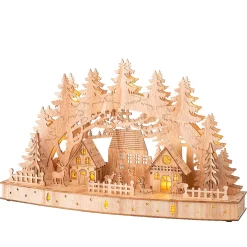 KAEMINGK Villaggio Di Natale In Legno-Scena di vita luminosa a pile in legno (44 x H26 cm) Paesaggio nordico
