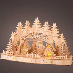 KAEMINGK Villaggio Di Natale In Legno-Scena di vita luminosa a pile in legno (44 x H26 cm) Paesaggio nordico