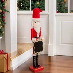JJA Babbo Natale Animali E Personaggi|Personaggi E Oggetti Grande Dimensione-Schiaccianoci in legno (H90 cm) Ambroise e la sua lavagnetta