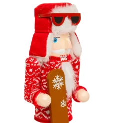 JJA Babbo Natale Animali E Personaggi-Schiaccianoci in legno (H38 cm) Bernardo in snow e bianco