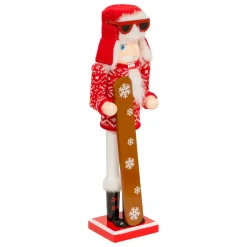 JJA Babbo Natale Animali E Personaggi-Schiaccianoci in legno (H38 cm) Bernardo in snow e bianco