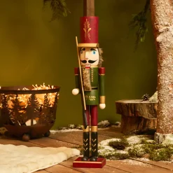 KAEMINGK Babbo Natale Animali E Personaggi-Schiaccianoci in legno (H76 cm) Timothé la regalità Verde e
