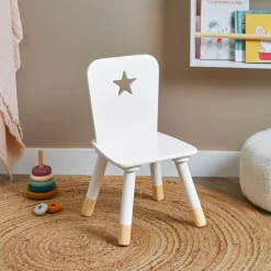 EMINZA Mobili Bambini-Sedia bambino legno (H50 cm) Stars Bianca