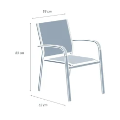 Sedia con braccioli da giardino in alluminio impilabile Murano Blu petrolio