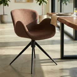 Sedia-Sedia da pranzo girevole con braccioli in tessuto testurizzato (seduta 46cm) Pema Bordeaux