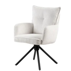 Sedia-Sedia da pranzo girevole in velluto a coste (seduta 48 cm) Nuva Bianca