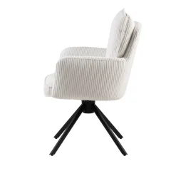 Sedia-Sedia da pranzo girevole in velluto a coste (seduta 48 cm) Nuva Bianca