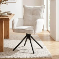 Sedia-Sedia da pranzo girevole in velluto a coste (seduta 48 cm) Nuva Bianca