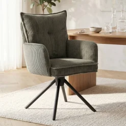 Sedia-Sedia da pranzo girevole in velluto a coste (seduta 48 cm) Nuva