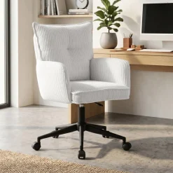Poltrone-Sedia da ufficio con ruote in velluto a coste regolabile in altezza (seduta da 46 a 54 cm) Nuva