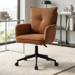 Poltrone-Sedia da ufficio con ruote in velluto a coste regolabile in altezza (seduta da 46 a 54 cm) Nuva