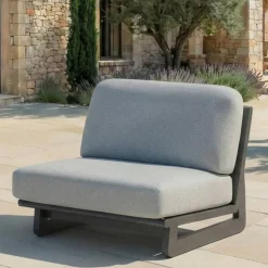 Set angolare da giardino in alluminio 6 posti Long Beach Grigio antracite e grigio chiaro