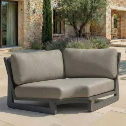 Set angolare da giardino in alluminio 6 posti Long Beach Grigio antracite e tortora