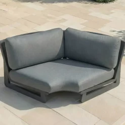 Set angolare da giardino in alluminio 7 posti 7 pezzi Long Beach Grigio antracite
