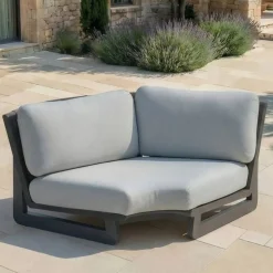 Set angolare da giardino in alluminio 7 posti 7 pezzi Long Beach Antracite e grigio chiaro