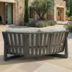 Set angolare da giardino in alluminio 7 posti 7 pezzi Long Beach Grigio antracite e tortora