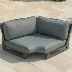 Set angolare da giardino in alluminio 5 posti 5 pezzi Long Beach Grigio antracite
