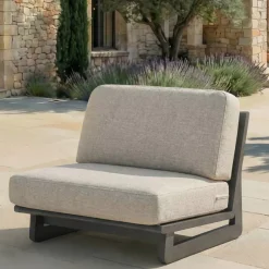 Set angolare da giardino in alluminio 5 posti 5 pezzi Long Beach Grigio antracite e tortora