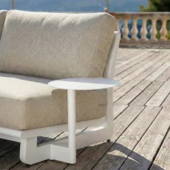Set angolare da giardino in alluminio 5 posti Long Beach Bianco cenere e beige