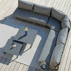 Set angolare da giardino in alluminio 5 posti Long Beach Grigio antracite