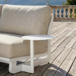 Set angolare da giardino in alluminio 6 posti 6 pezzi Long Beach Bianco cenere e tortora