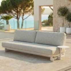 Set angolare in alluminio per giardino 6 posti 6 pezzi Long Beach Bianco cenere e beige