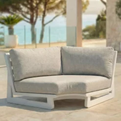 Set angolare in alluminio 7 posti 7 pezzi Long Beach Bianco cenere e tortora