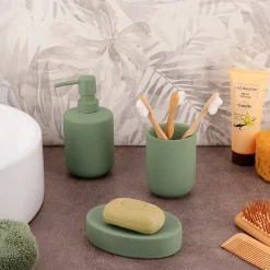 TENDANCE Accessori Bagno-Set bicchiere distributore e porta sapone in grès Timeless