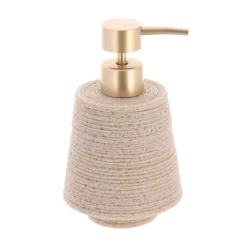 TENDANCE Accessori Bagno-Set bicchiere distributore e porta sapone in poliresina effetto sabbia Lina