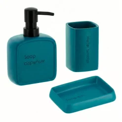 TENDANCE Accessori Bagno-Set bicchiere distributore e porta sapone in resina poliestere incisa Julia