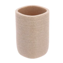 TENDANCE Accessori Bagno-Set bicchiere distributore e porta sapone in poliresina rigata Lina